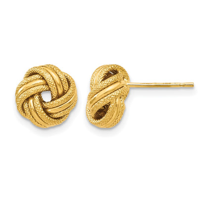 14K Yellow Gold Knot Polished D/C Post Earrings