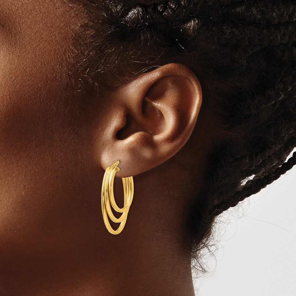 14K Yellow Gold Polished Hoop Earrings