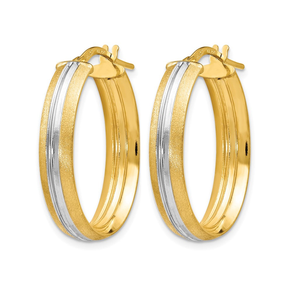 14K Yellow & Rhodium Rhodium-Plated Textured Hoop Earrings