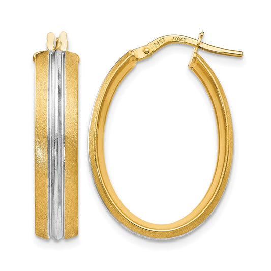 14K Yellow & Rhodium Rhodium-Plated Textured Hoop Earrings