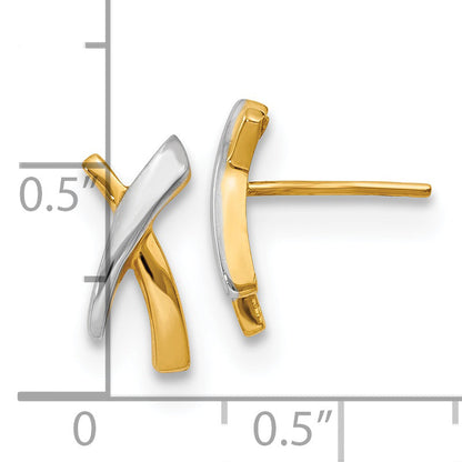 14K Yellow & Rhodium X Post Earrings