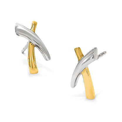 14K Yellow & Rhodium X Post Earrings