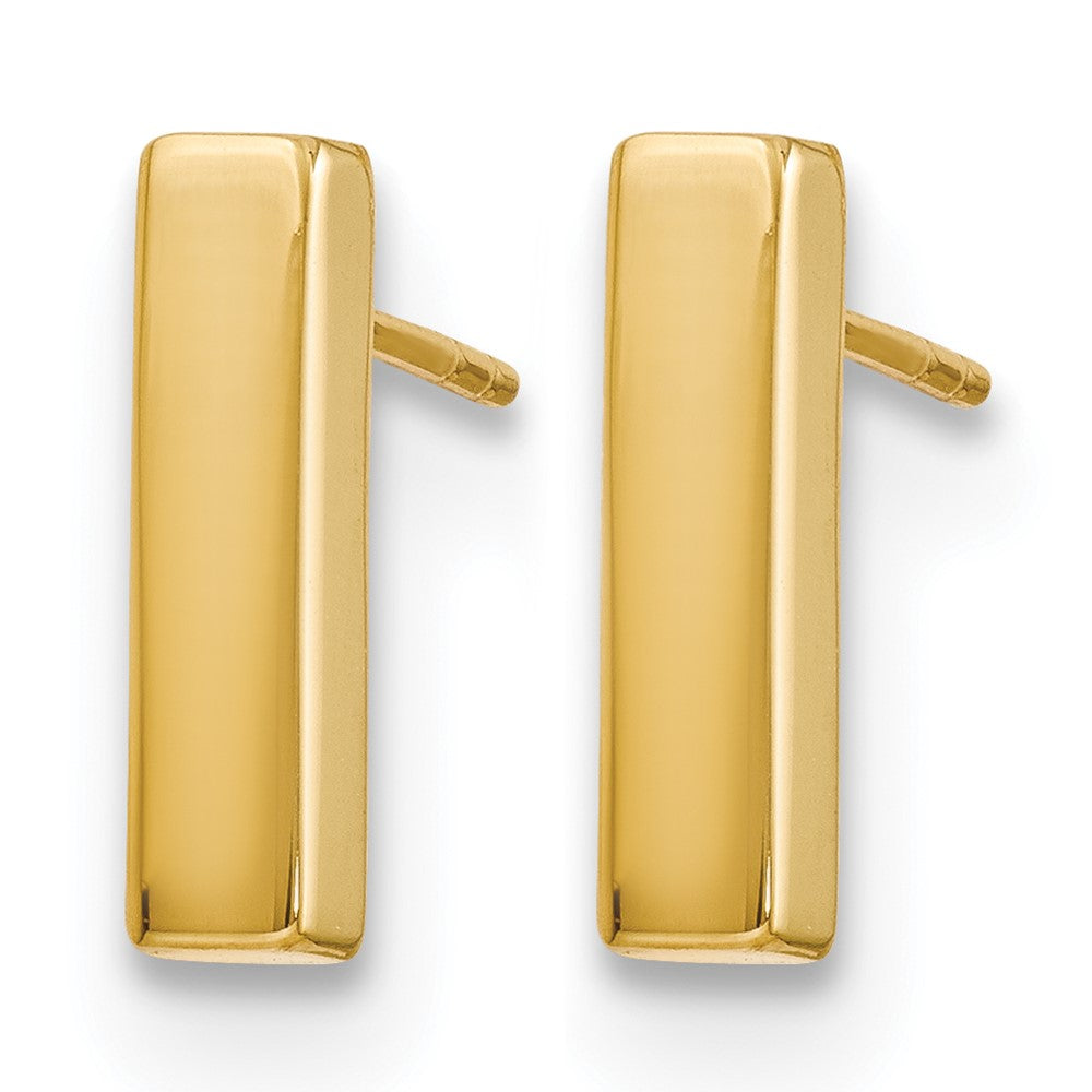 14K Yellow Gold Polished Post Bar Earrings