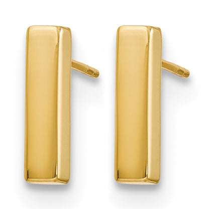 14K Yellow Gold Polished Post Bar Earrings
