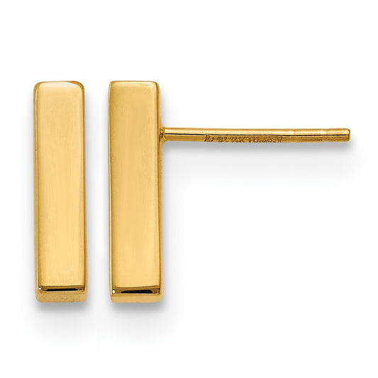 14K Yellow Gold Polished Post Bar Earrings