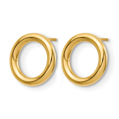 14K Yellow Gold Polished Circle Post Earrings