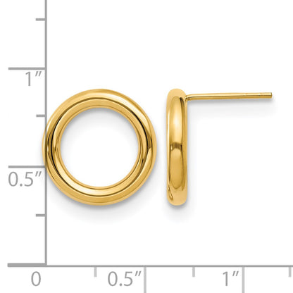 14K Yellow Gold Polished Circle Post Earrings