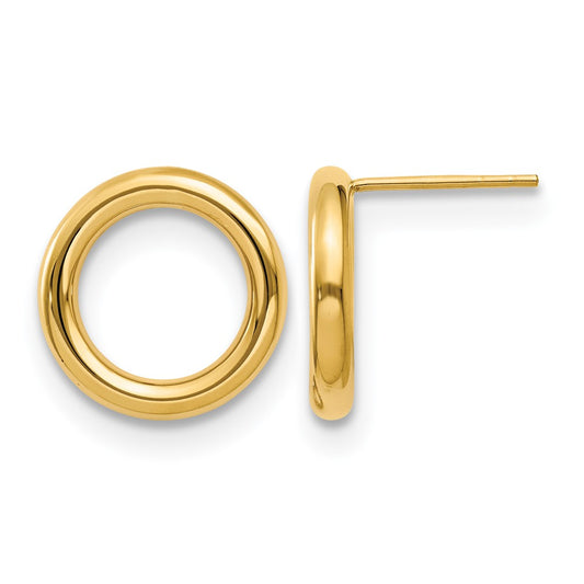 14K Yellow Gold Polished Circle Post Earrings