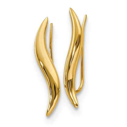 14K Yellow Gold Polished Ear Climber Earrings