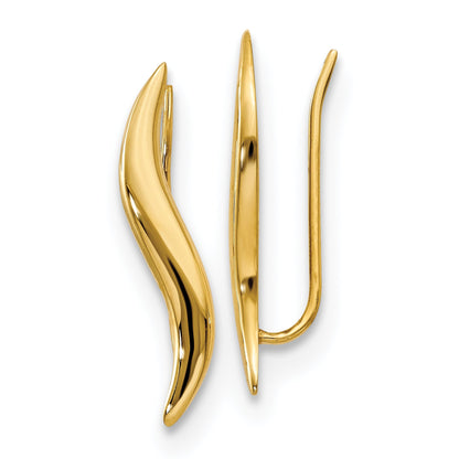 14K Yellow Gold Polished Ear Climber Earrings