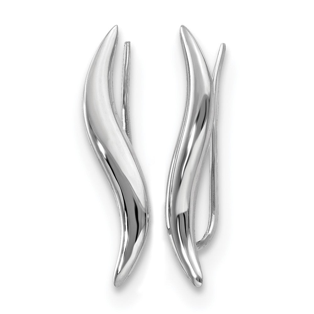 14K White Gold Polished Fancy Ear Climber Earrings
