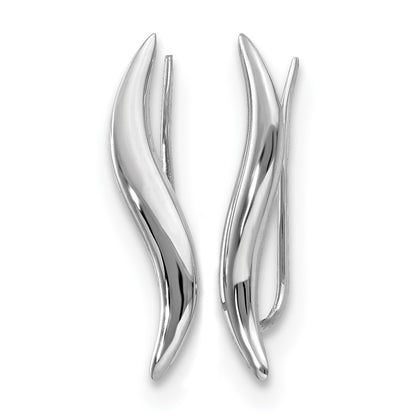 14K White Gold Polished Fancy Ear Climber Earrings