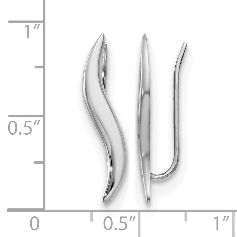 14K White Gold Polished Fancy Ear Climber Earrings