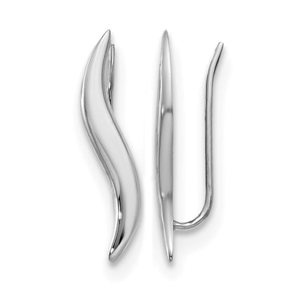 14K White Gold Polished Fancy Ear Climber Earrings