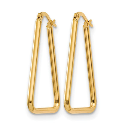14K Yellow Gold Polished Geometric Shape Hoop Earrings