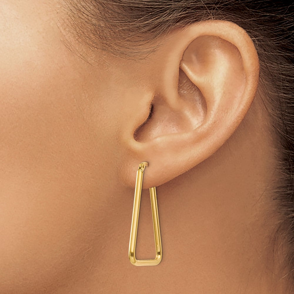 14K Yellow Gold Polished Geometric Shape Hoop Earrings