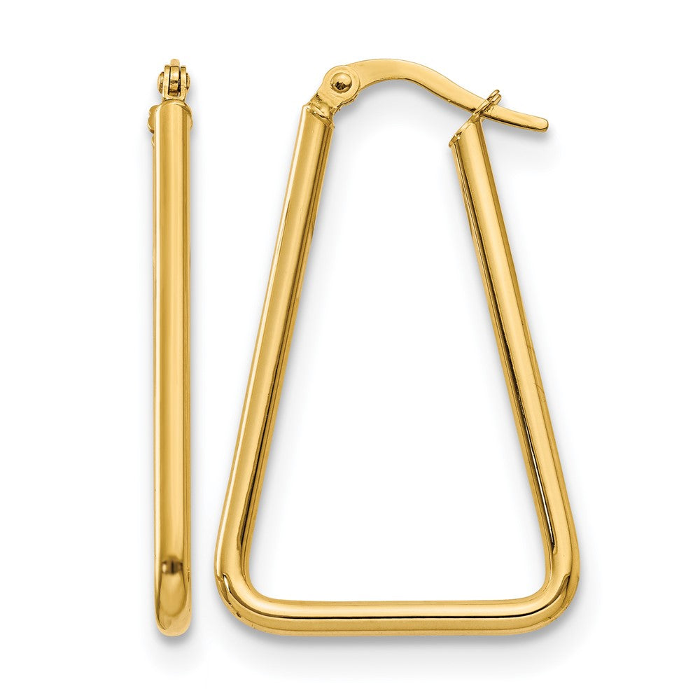 14K Yellow Gold Polished Geometric Shape Hoop Earrings