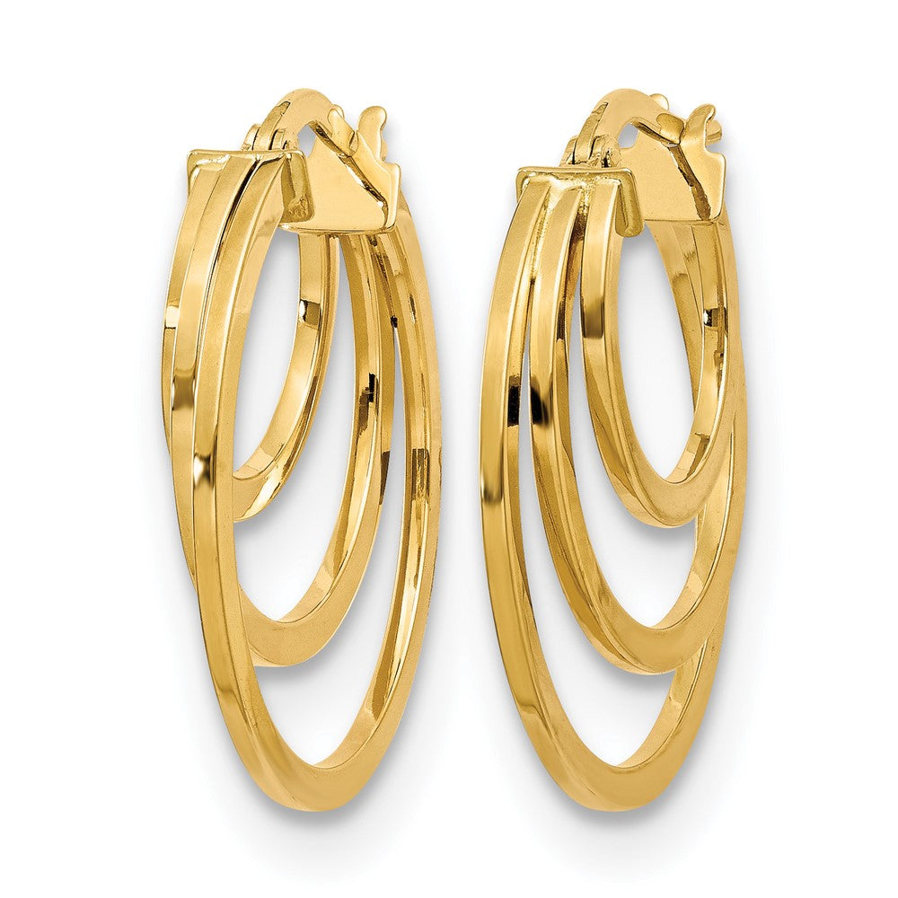 14K Yellow Gold Polished Fancy 3 Hoop Earrings