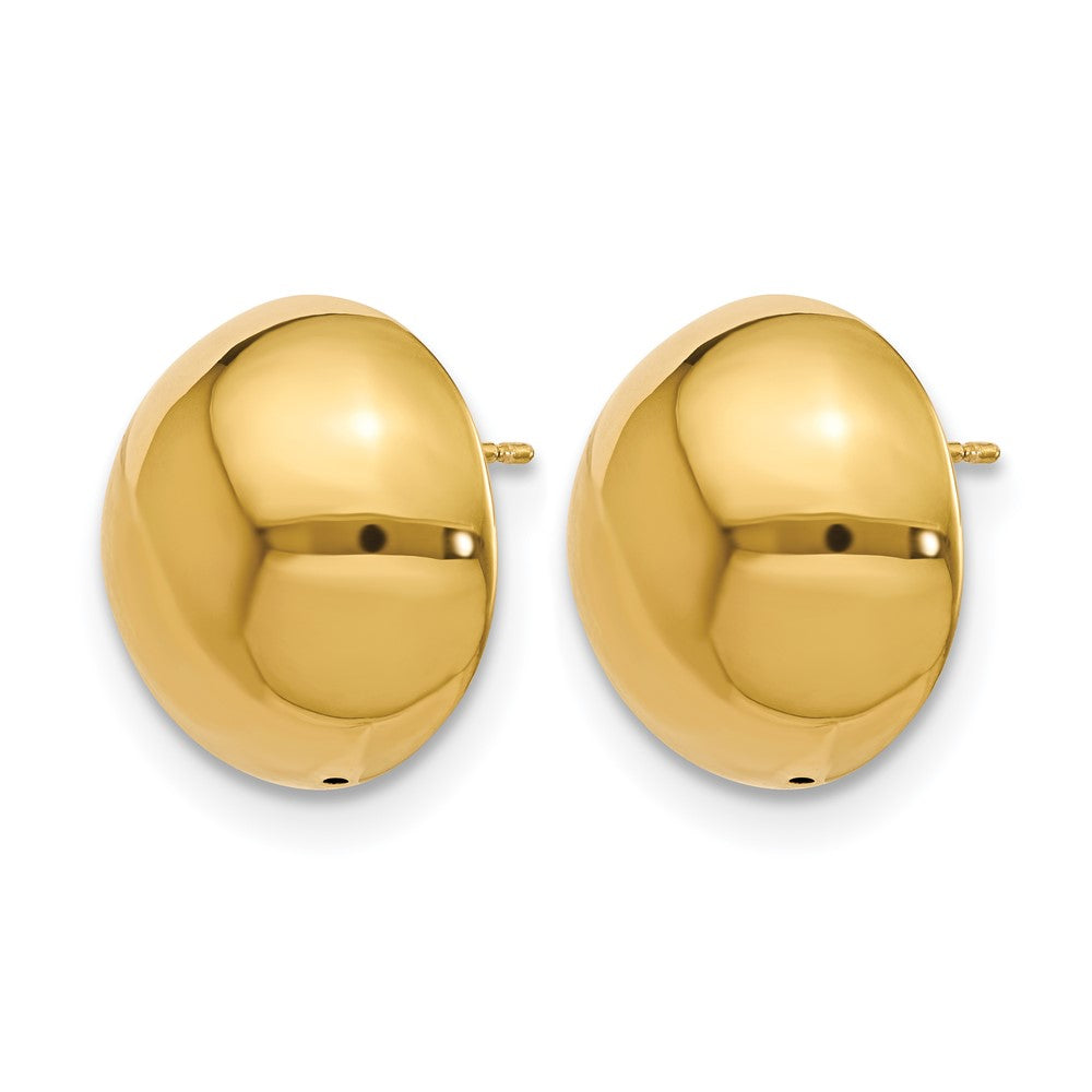 14K Yellow Gold Polished Hollow Domed Post Earrings