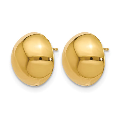 14K Yellow Gold Polished Hollow Domed Post Earrings