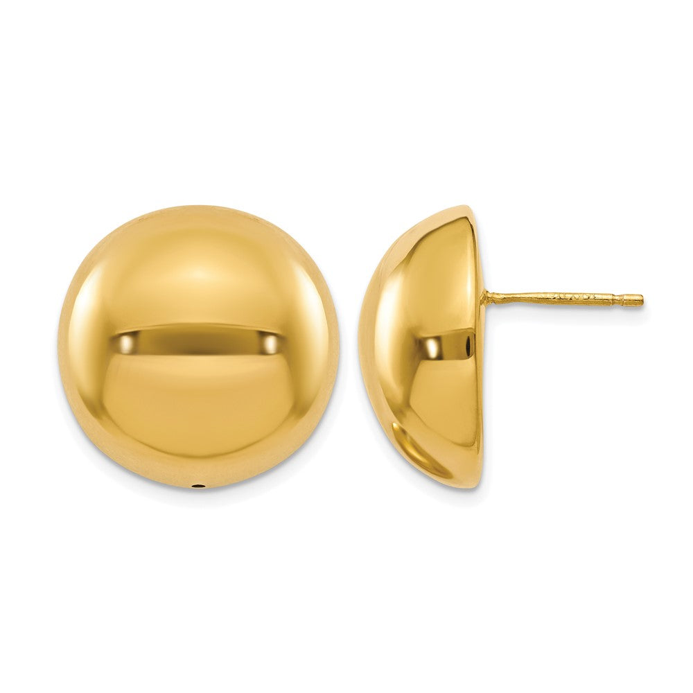 14K Yellow Gold Polished Hollow Domed Post Earrings