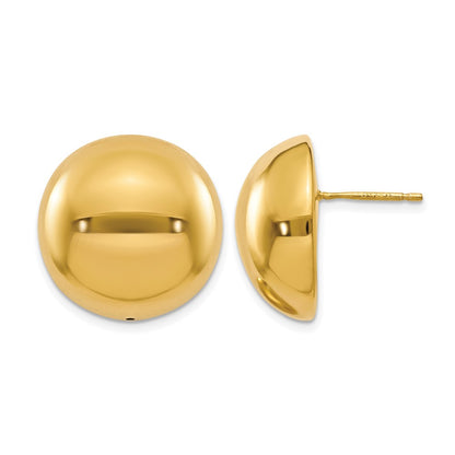 14K Yellow Gold Polished Hollow Domed Post Earrings