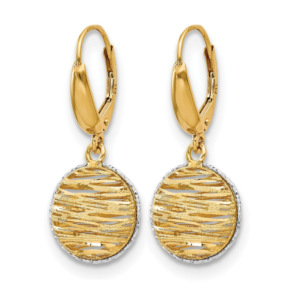 14K Yellow & Rhodium Polished D/C Hollow Earrings