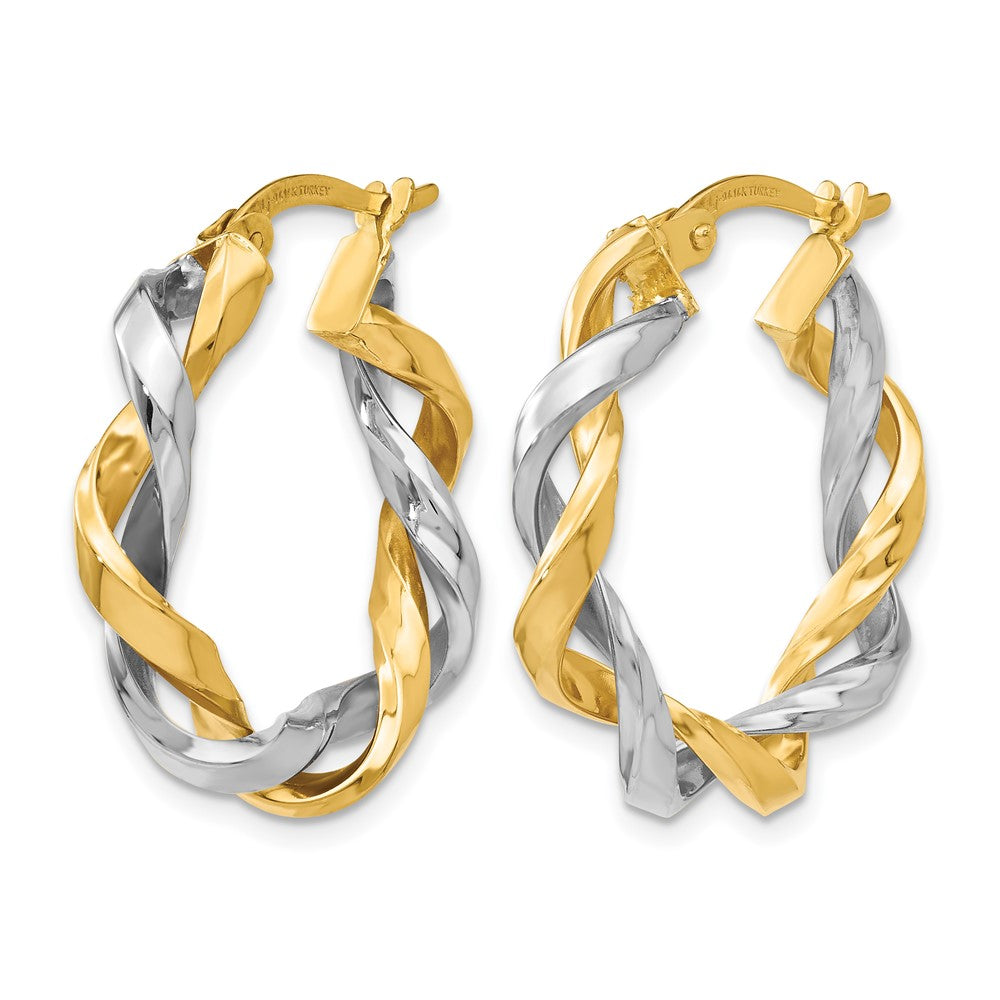 14K Two Tone Hoop Earrings