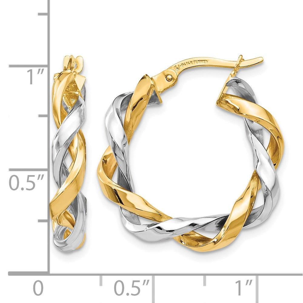 14K Two Tone Hoop Earrings
