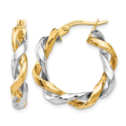 14K Two Tone Hoop Earrings