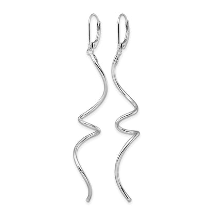 14K White Gold Twisted Leverback Earrings