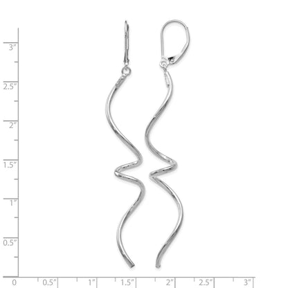 14K White Gold Twisted Leverback Earrings