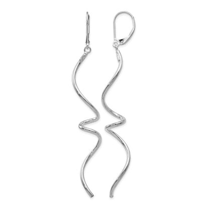 14K White Gold Twisted Leverback Earrings