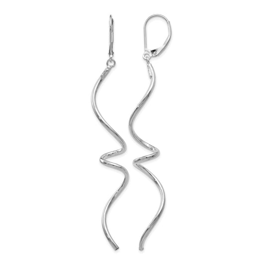 14K White Gold Twisted Leverback Earrings