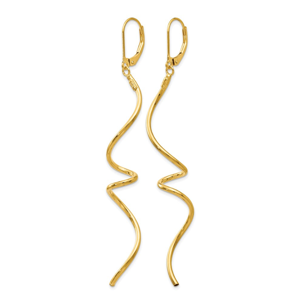14K Yellow Gold Polished Twisted Leverback Earrings