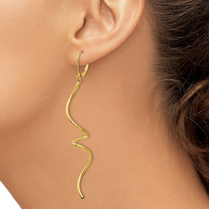 14K Yellow Gold Polished Twisted Leverback Earrings