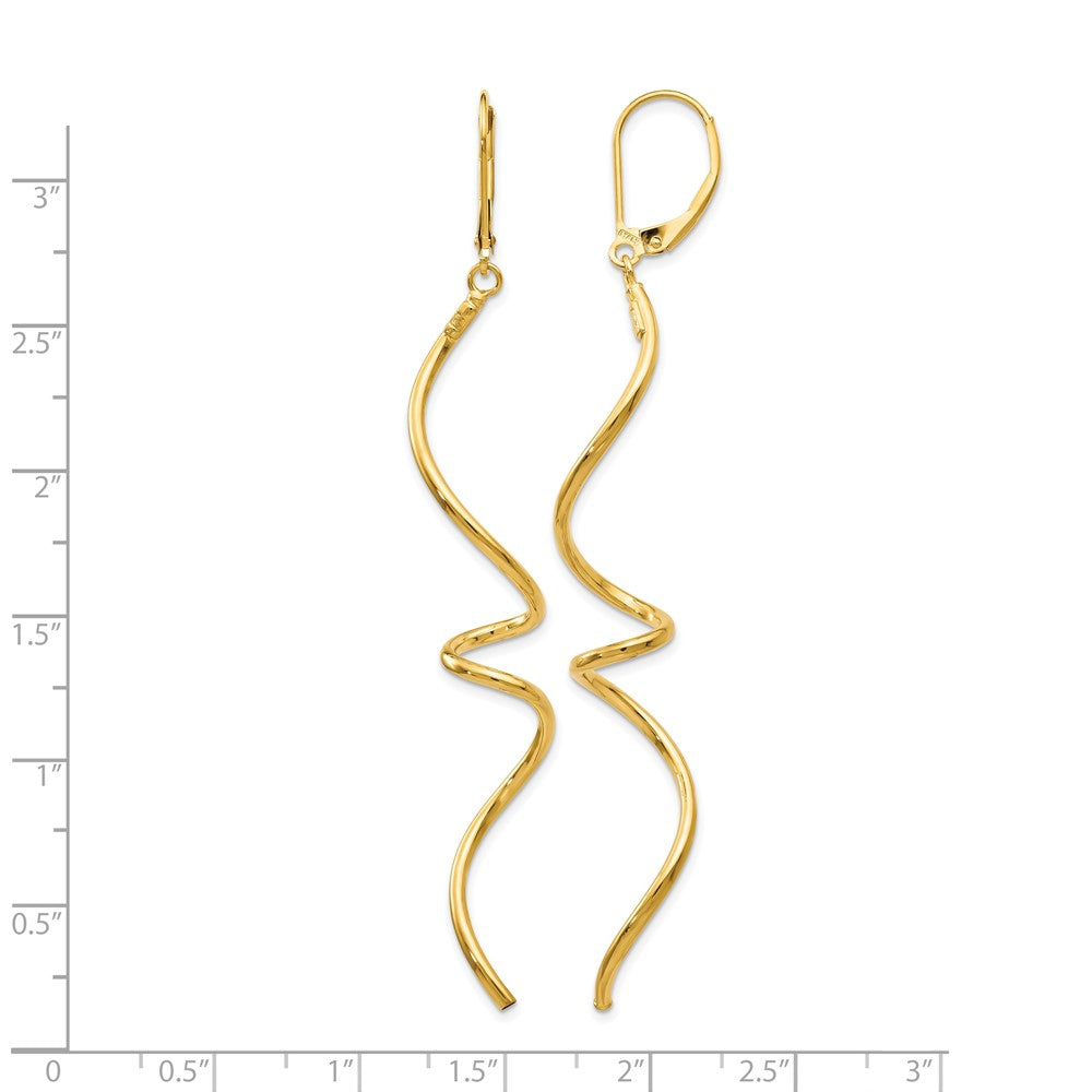 14K Yellow Gold Polished Twisted Leverback Earrings