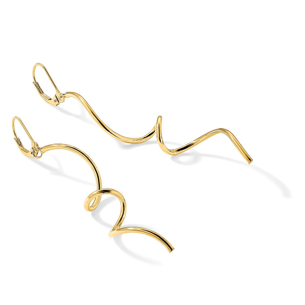 14K Yellow Gold Polished Twisted Leverback Earrings