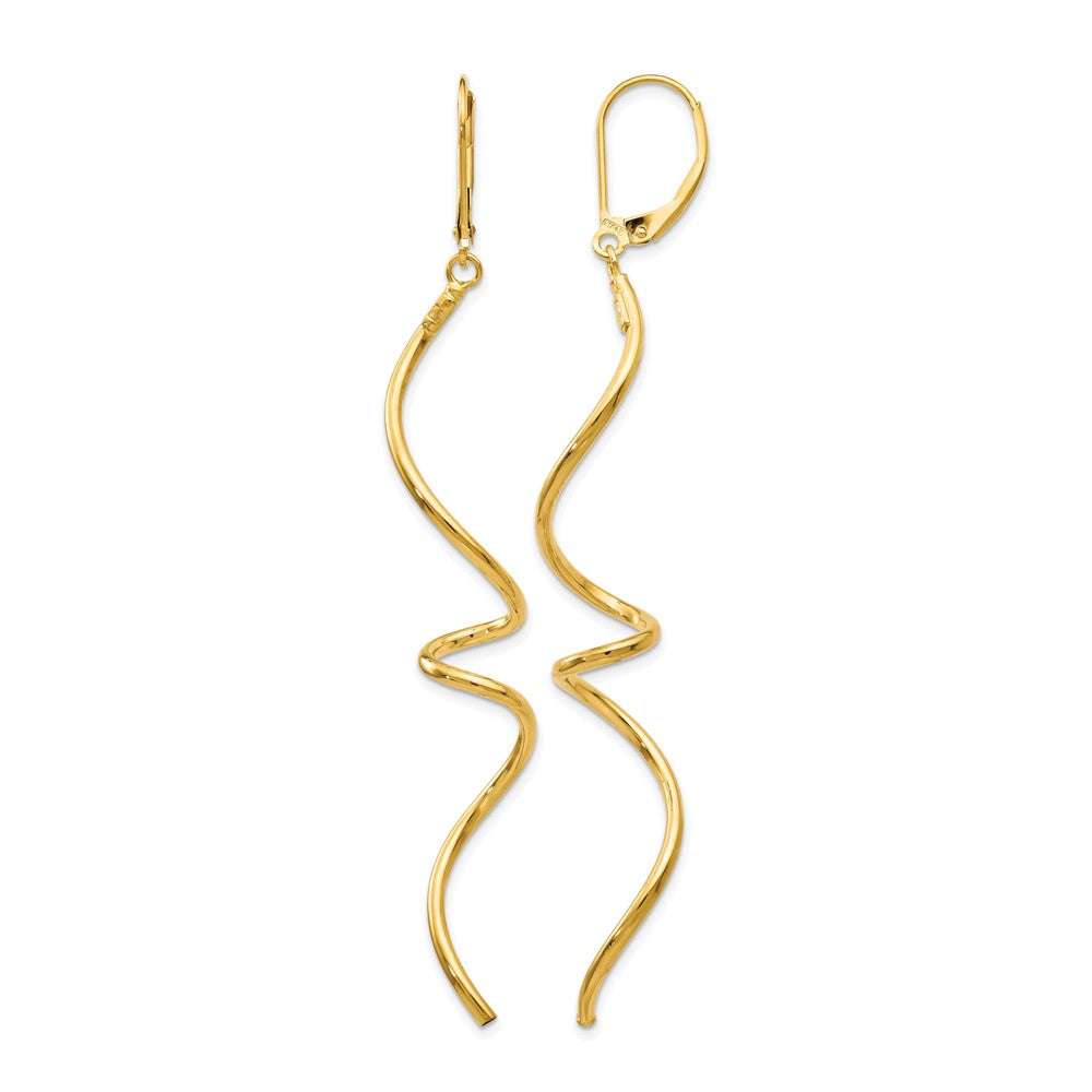 14K Yellow Gold Polished Twisted Leverback Earrings