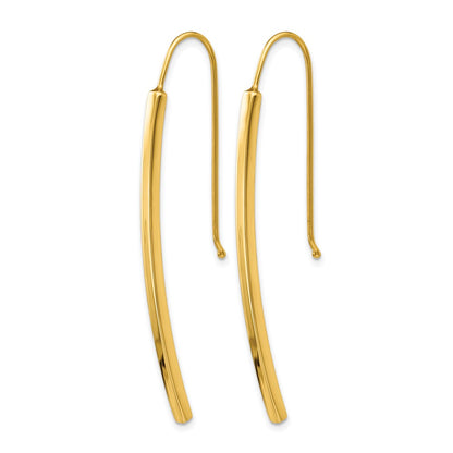 14K Yellow Gold Polished Dangle Bar Earrings