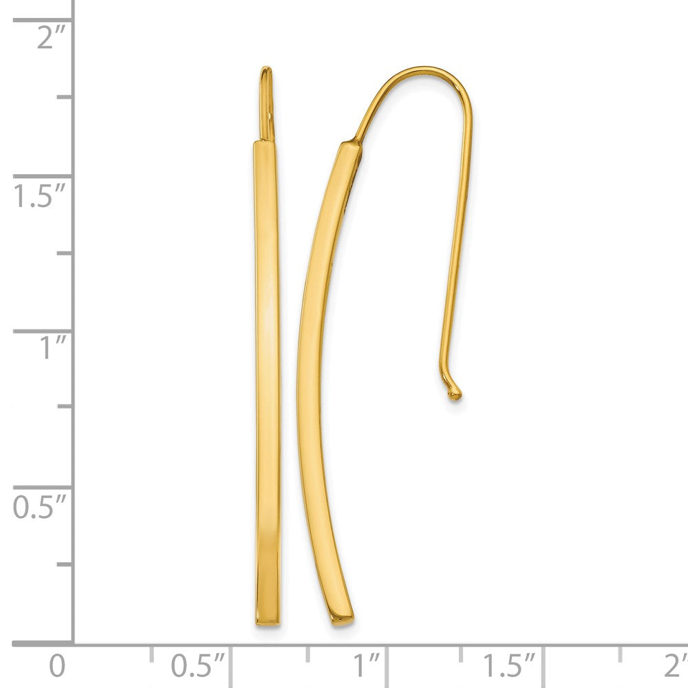 14K Yellow Gold Polished Dangle Bar Earrings
