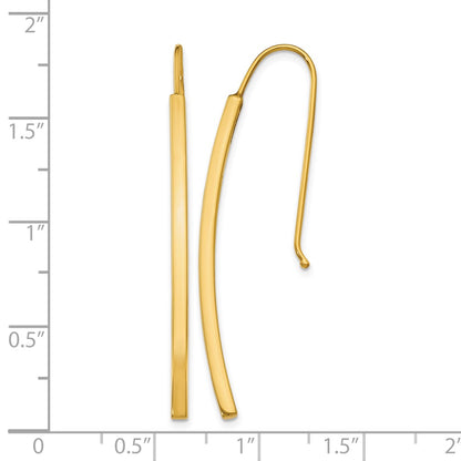 14K Yellow Gold Polished Dangle Bar Earrings