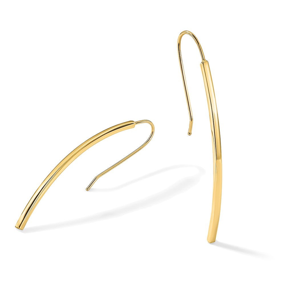 14K Yellow Gold Polished Dangle Bar Earrings