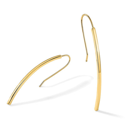14K Yellow Gold Polished Dangle Bar Earrings