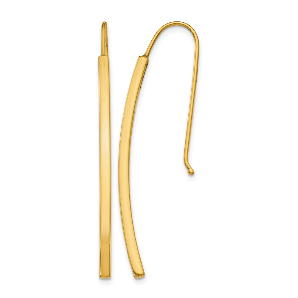 14K Yellow Gold Polished Dangle Bar Earrings