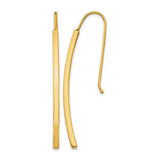 14K Yellow Gold Polished Dangle Bar Earrings