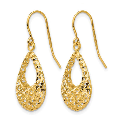 14K Yellow Gold D/C Shepherd Hook Earrings