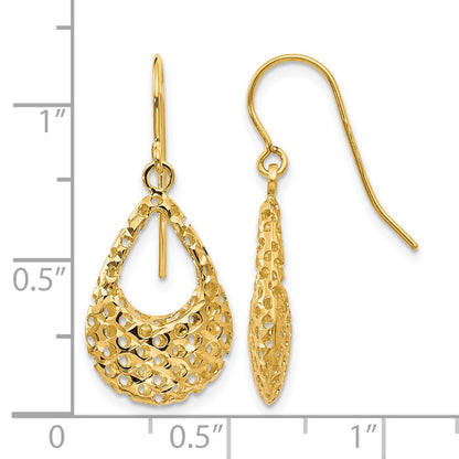 14K Yellow Gold D/C Shepherd Hook Earrings