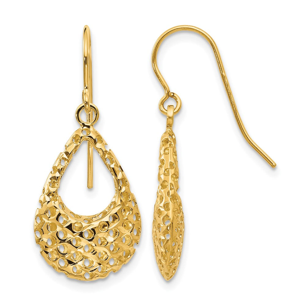 14K Yellow Gold D/C Shepherd Hook Earrings