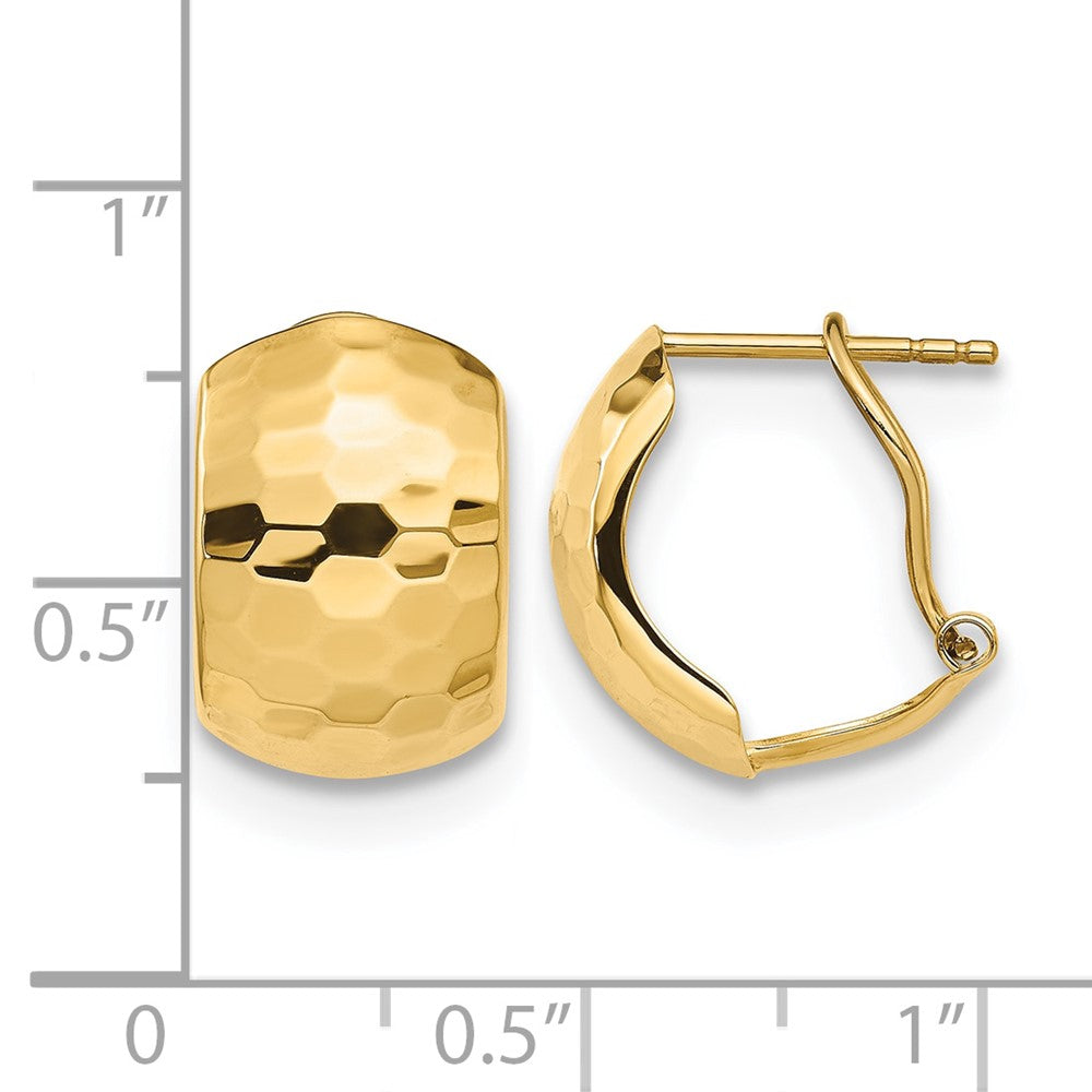 14K Yellow Gold Polished Hammered Omega Back Earrings